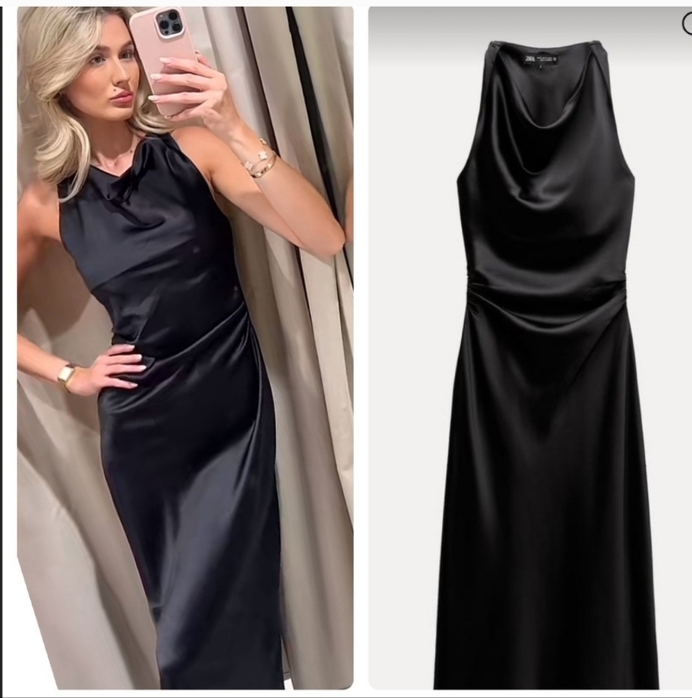 Zara Black Halter Sheath Maxi Dress